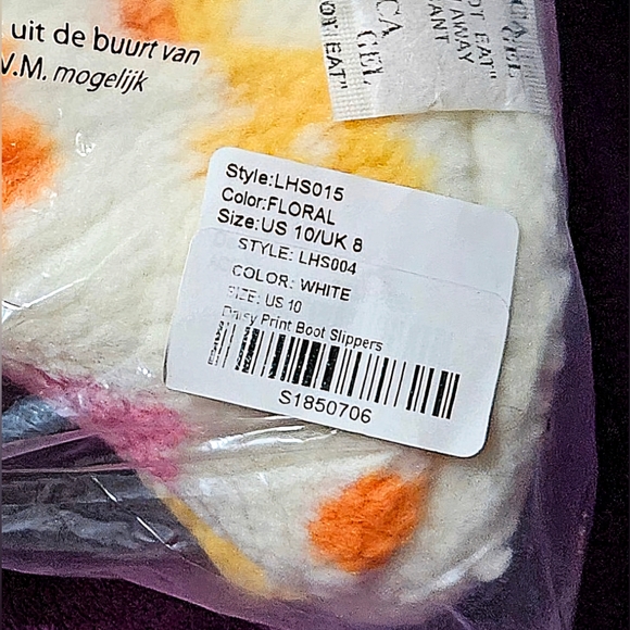 Slipper Boots Sherpa Boho Daisy Booties Warm Comfy Cozy Cute Winter Socks 10 NWT - Picture 11 of 12